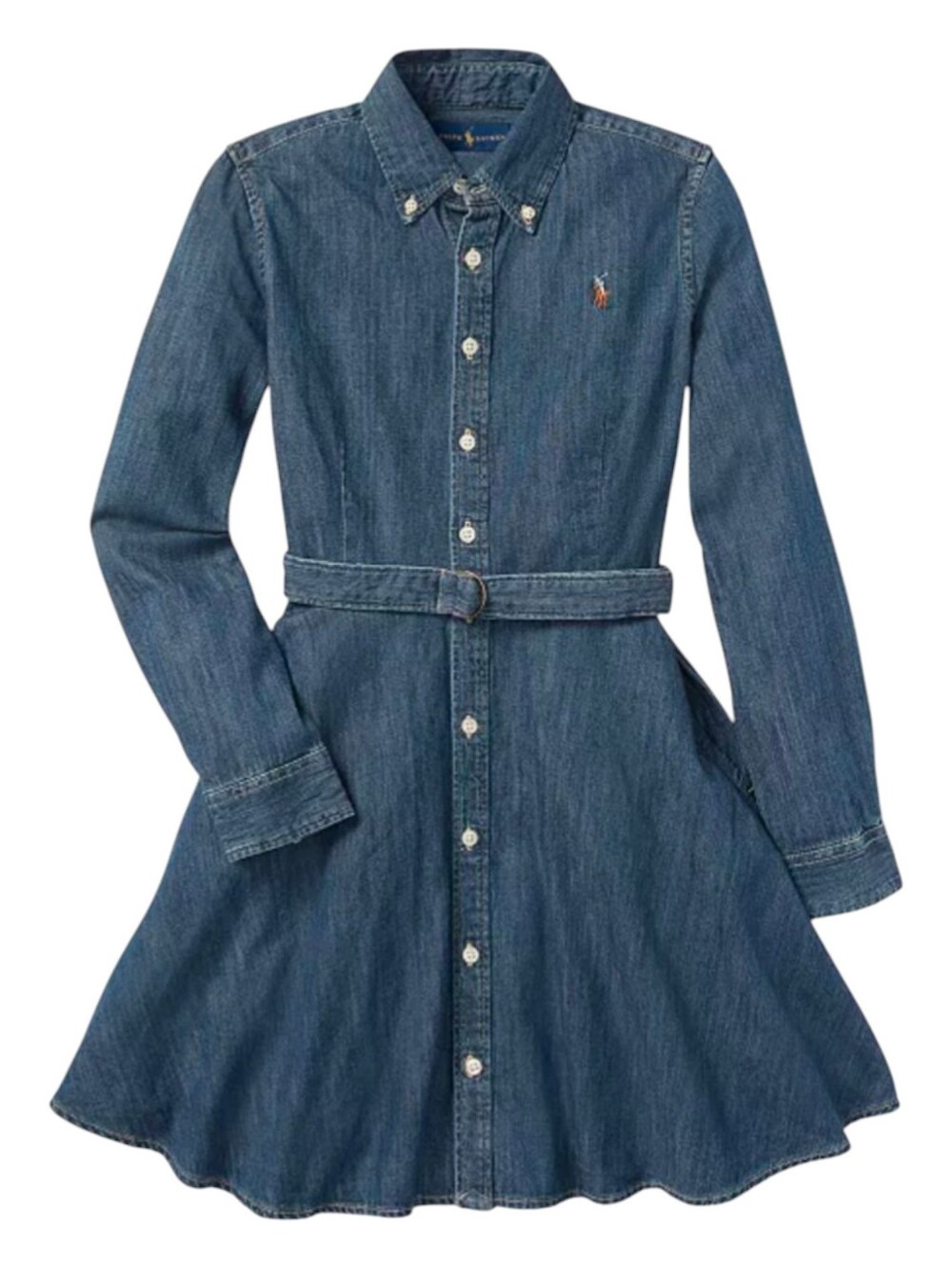 Polo Ralph Lauren Kids Denim Jean Belted Shirtdress Button Up Dress Girls Size 8